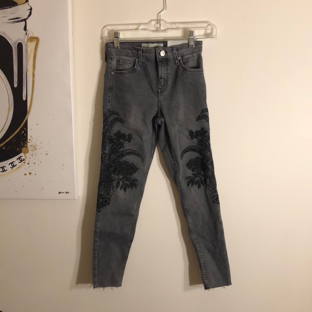 Black Top Shop High Waist Jeans with Side Design!